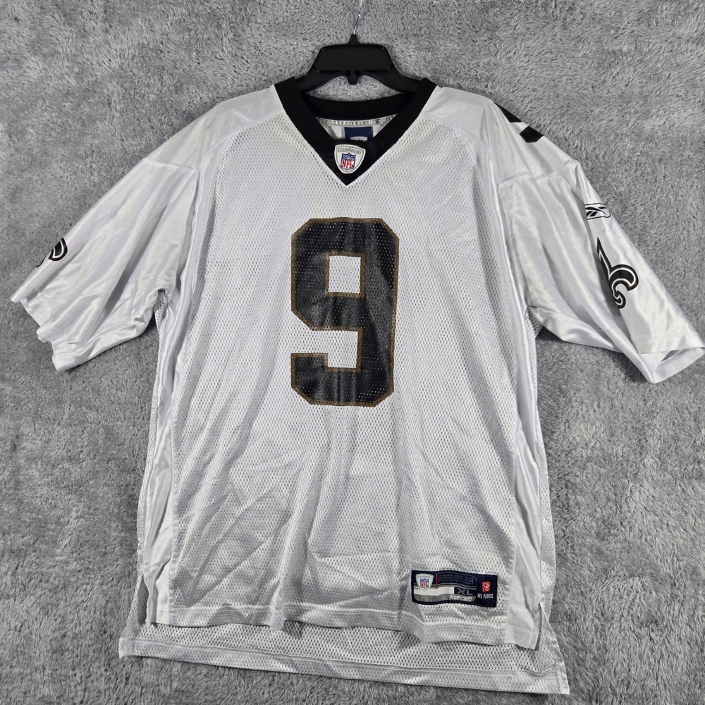 Reebok NFL New Orleans Saints Drew Brees 9 Jersey Mens XL White Football Replica